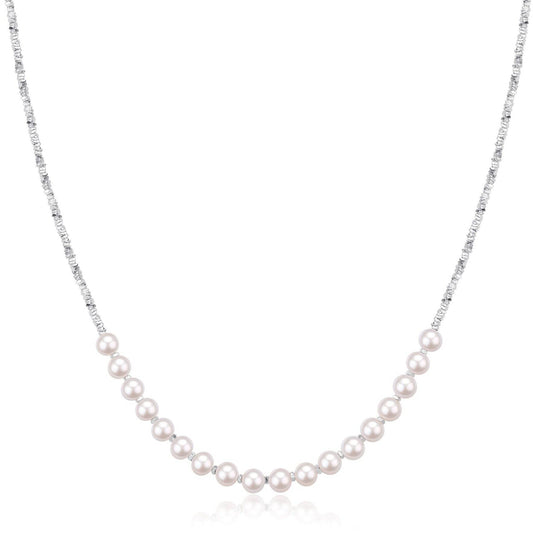 Silver Shards Necklace with Smile Pearl Design