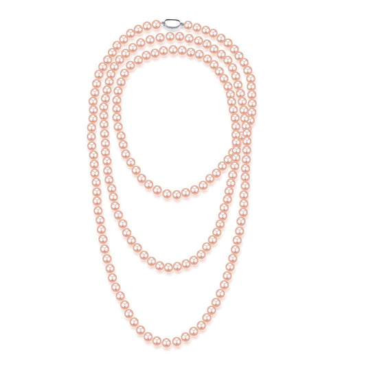 Pink Freshwater Pearl Rope Strand Necklace 52 Inches