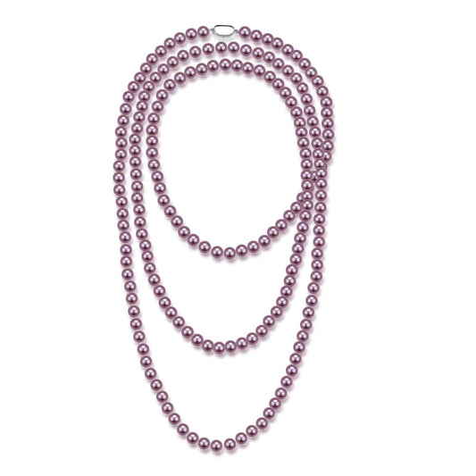 Purple Freshwater Pearl Rope Strand Necklace 52 Inch