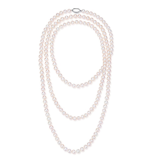 White Freshwater Pearl Rope Strand Necklace 52 Inches