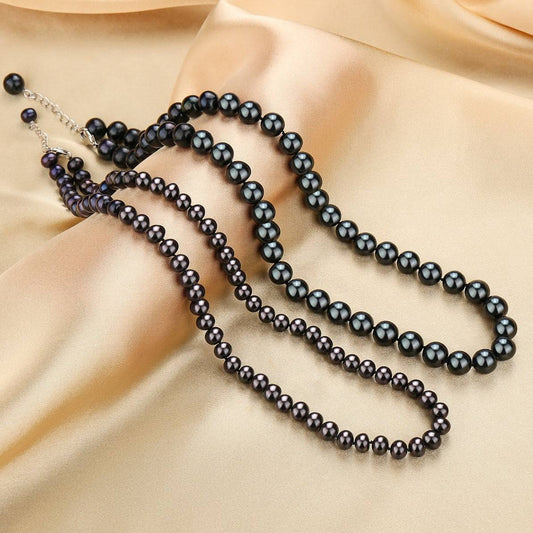 Dyed Black Pearl Necklace in 6-7mm Size