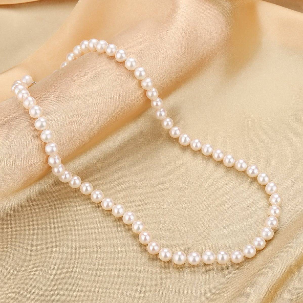 White Freshwater Pearl Necklace 8-9mm Size