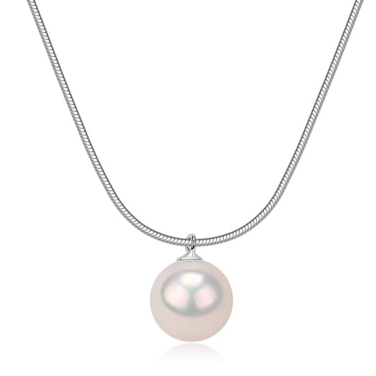 Freshwater Pearl and Snake Chain Necklace 9-10mm