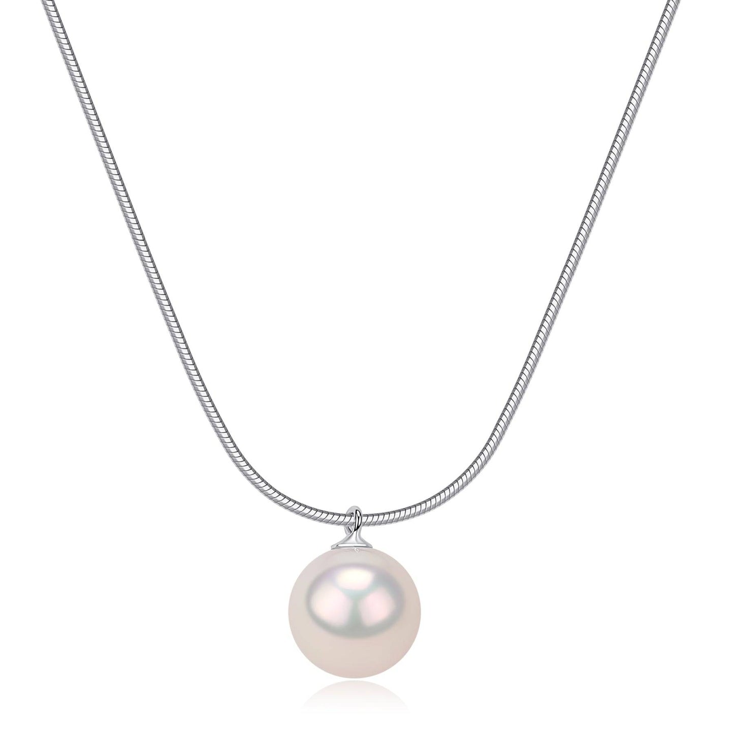 Freshwater Pearl and Snake Chain Necklace 9-10mm