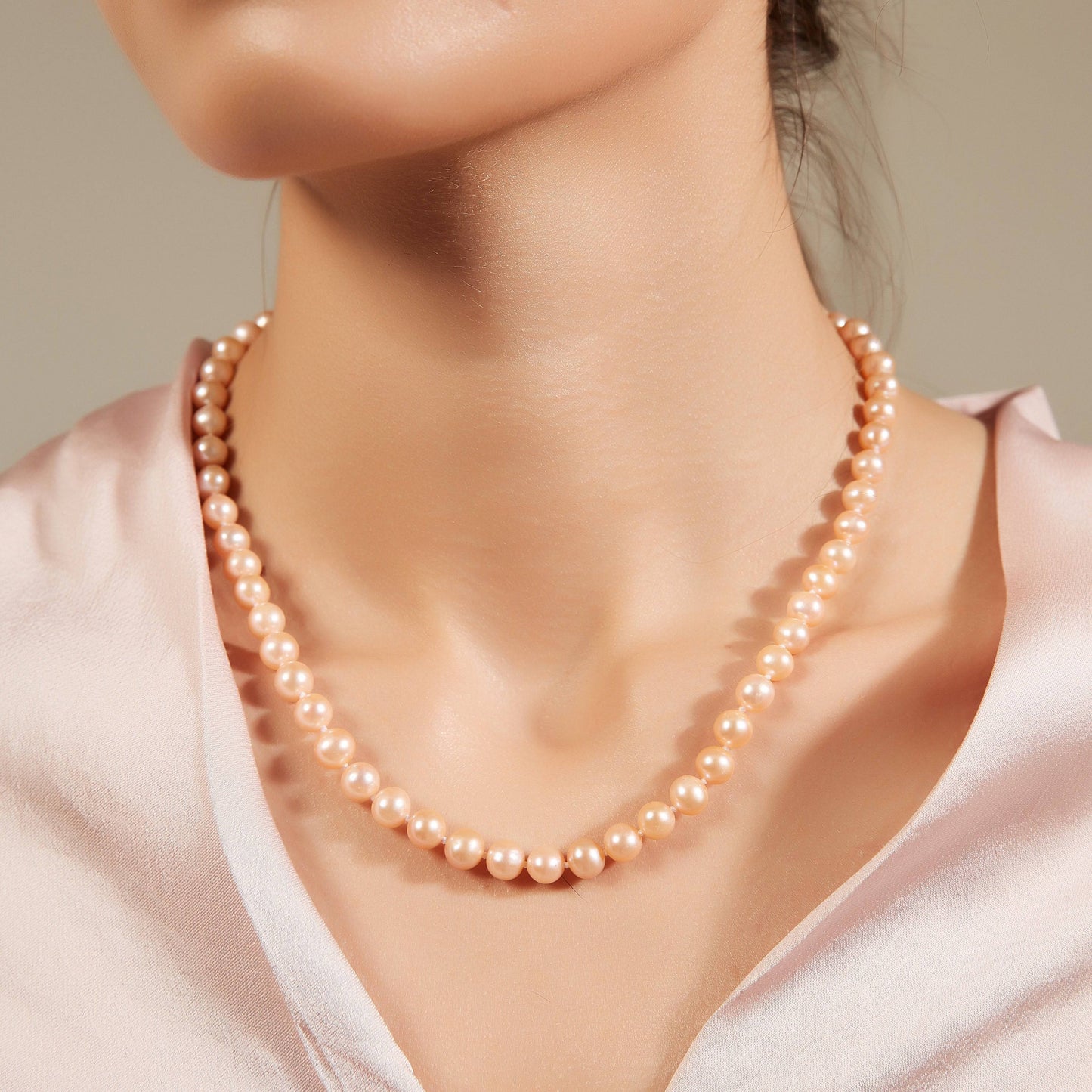 Pink Freshwater Pearl Necklace in 7.5 to 8mm Size