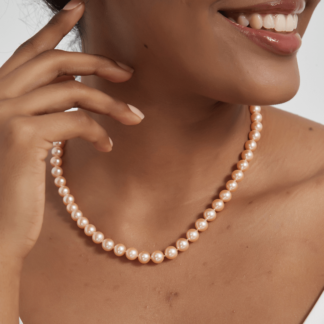 Pink Freshwater Pearl Necklace in 7.5 to 8mm Size