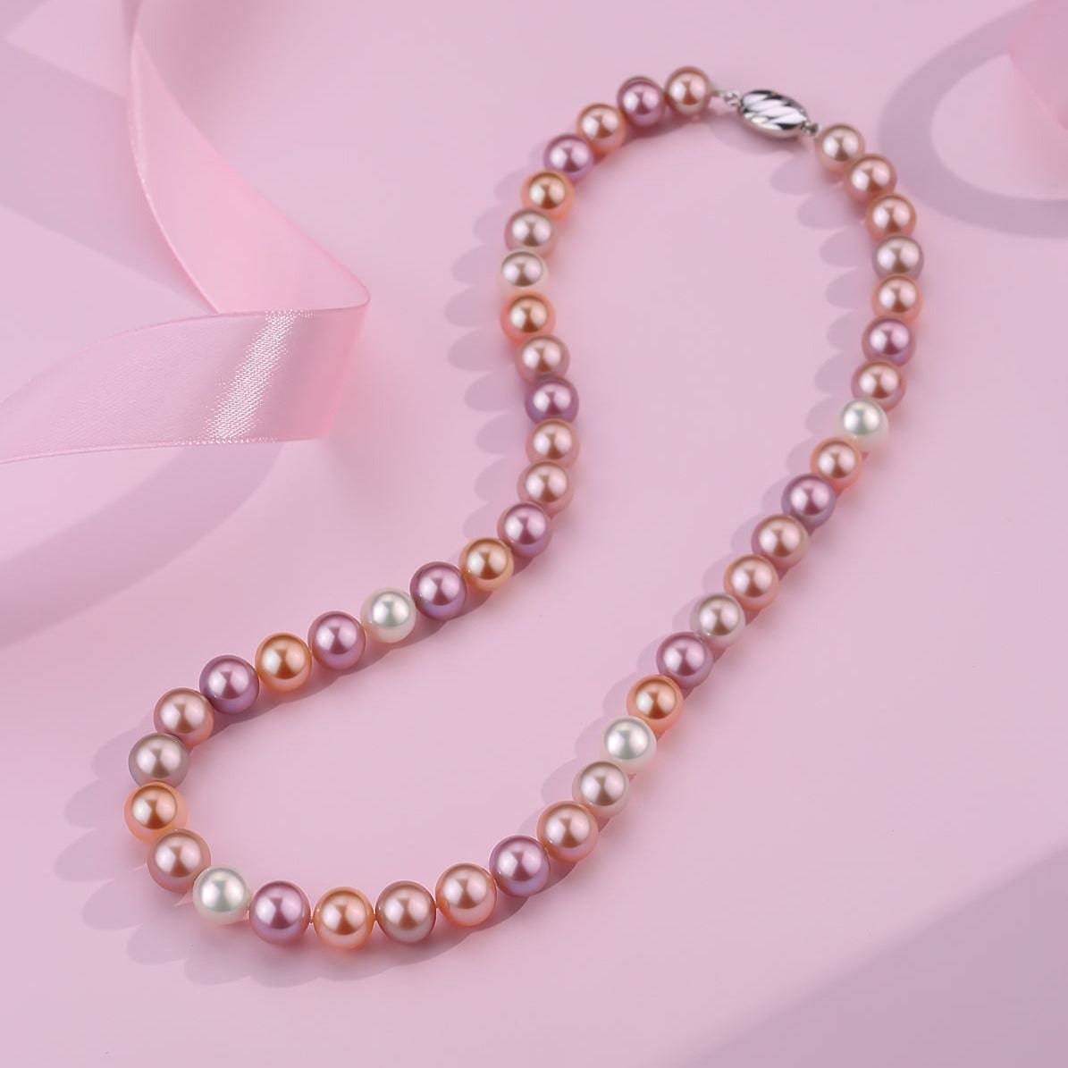 Colorful Freshwater Pearl Necklace 7.5 to 8mm