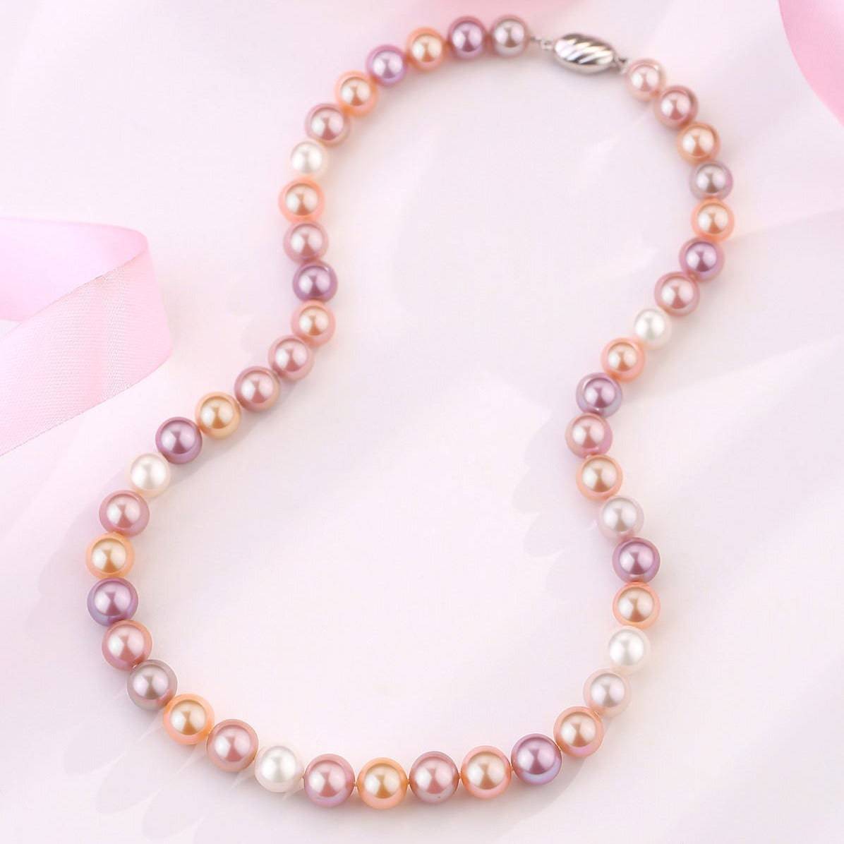 Colorful Freshwater Pearl Necklace 7.5 to 8mm