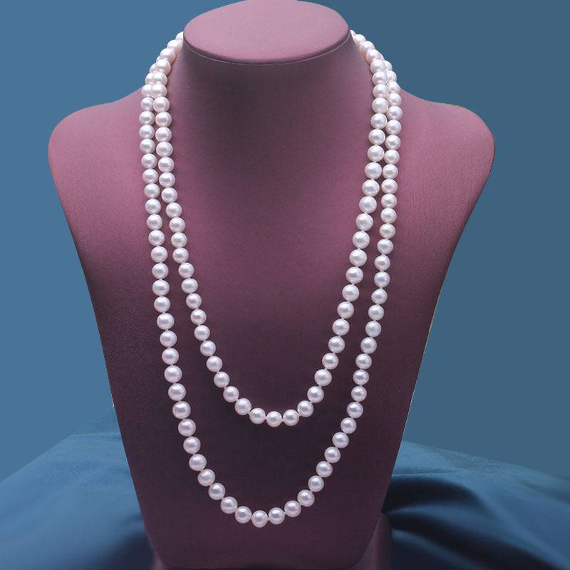 White Freshwater Pearl Rope Strand Necklace 52 Inches