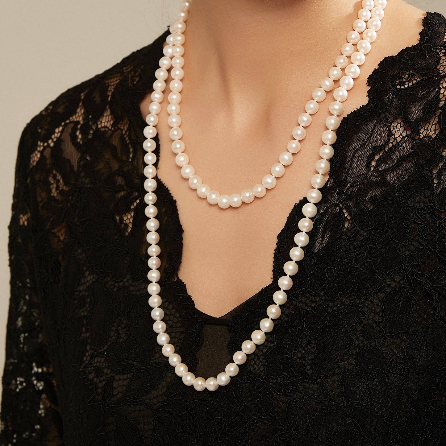 White Freshwater Pearl Rope Strand Necklace 52 Inches