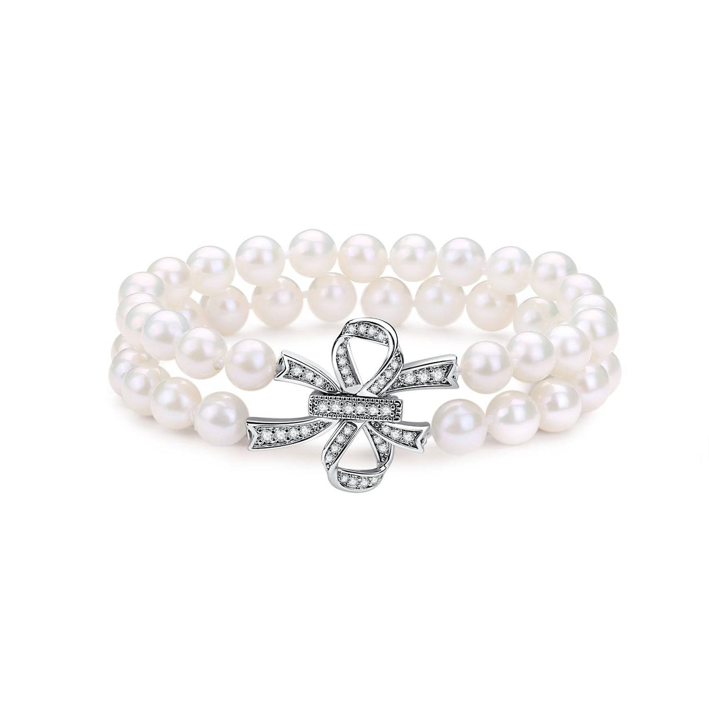 White Freshwater Pearl Butterfly Clasp Necklace and Bracelet