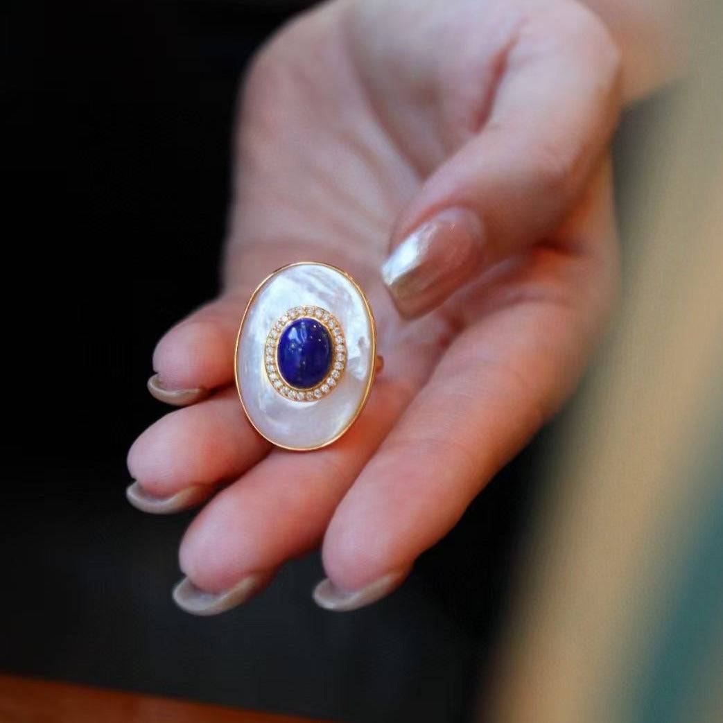 Blue Lapis Lazuli and Mother of Pearl Earrings