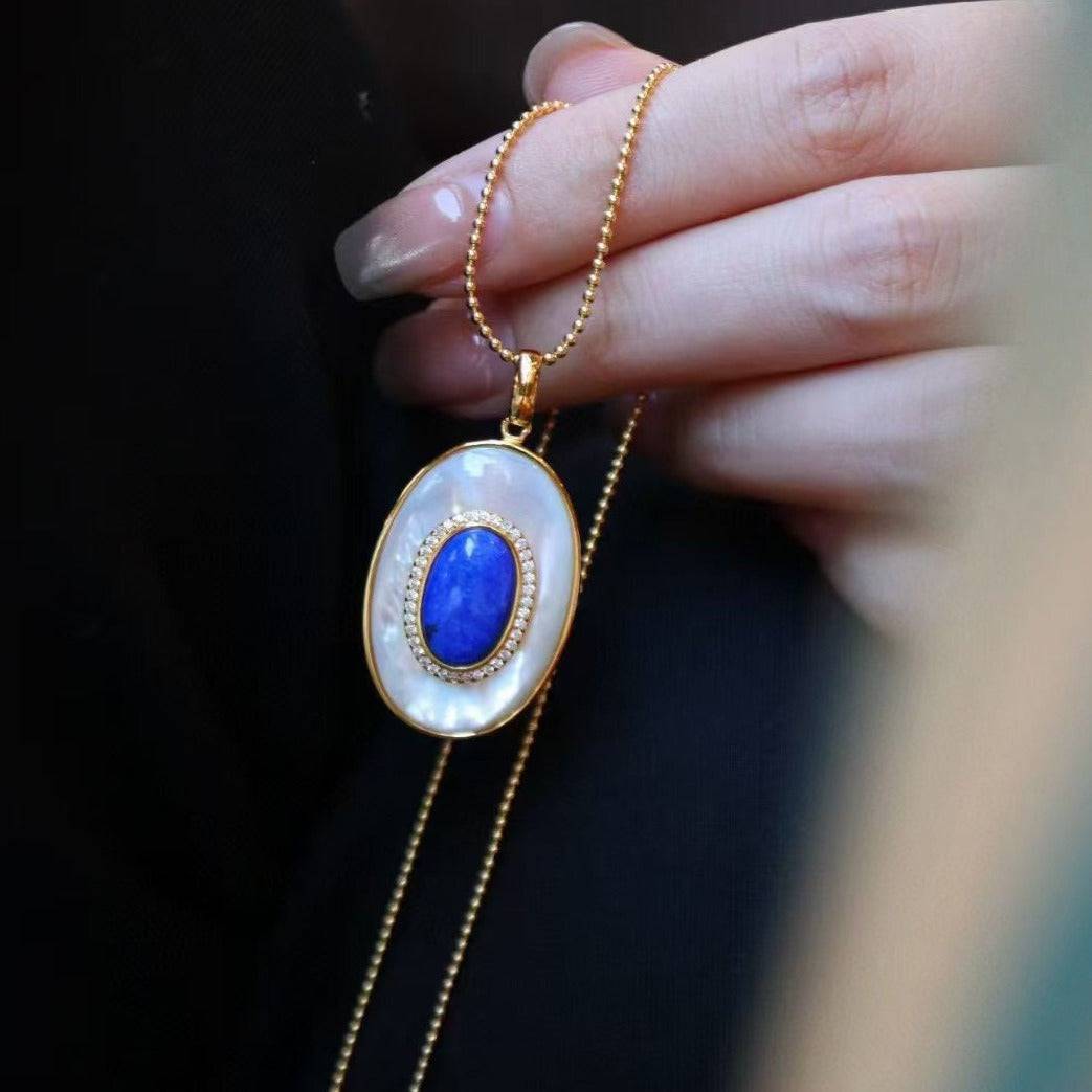 Blue Lapis Lazuli and Mother of Pearl Earrings