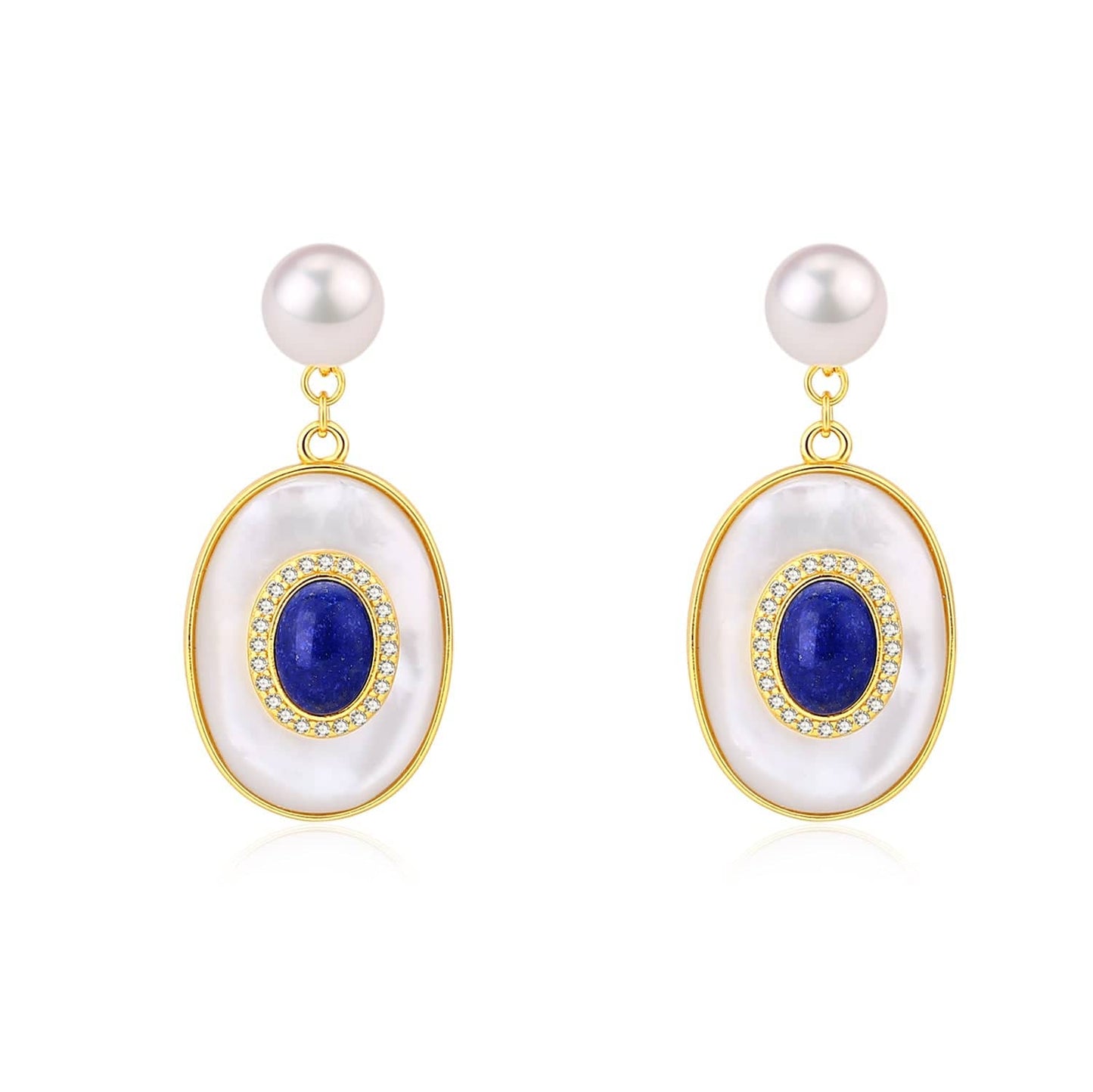 Blue Lapis Lazuli and Mother of Pearl Earrings