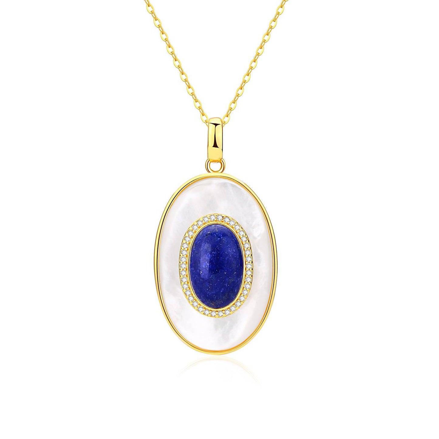 Lapis Lazuli and Mother of Pearl Pendant Necklace Set