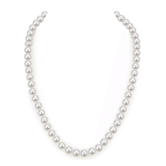 White Round Freshwater Pearl Necklace with Sterling Silver Clasp