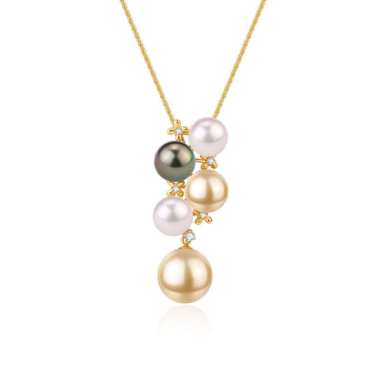 South Sea Pearl Five-Drop Gold Pendant in 18K