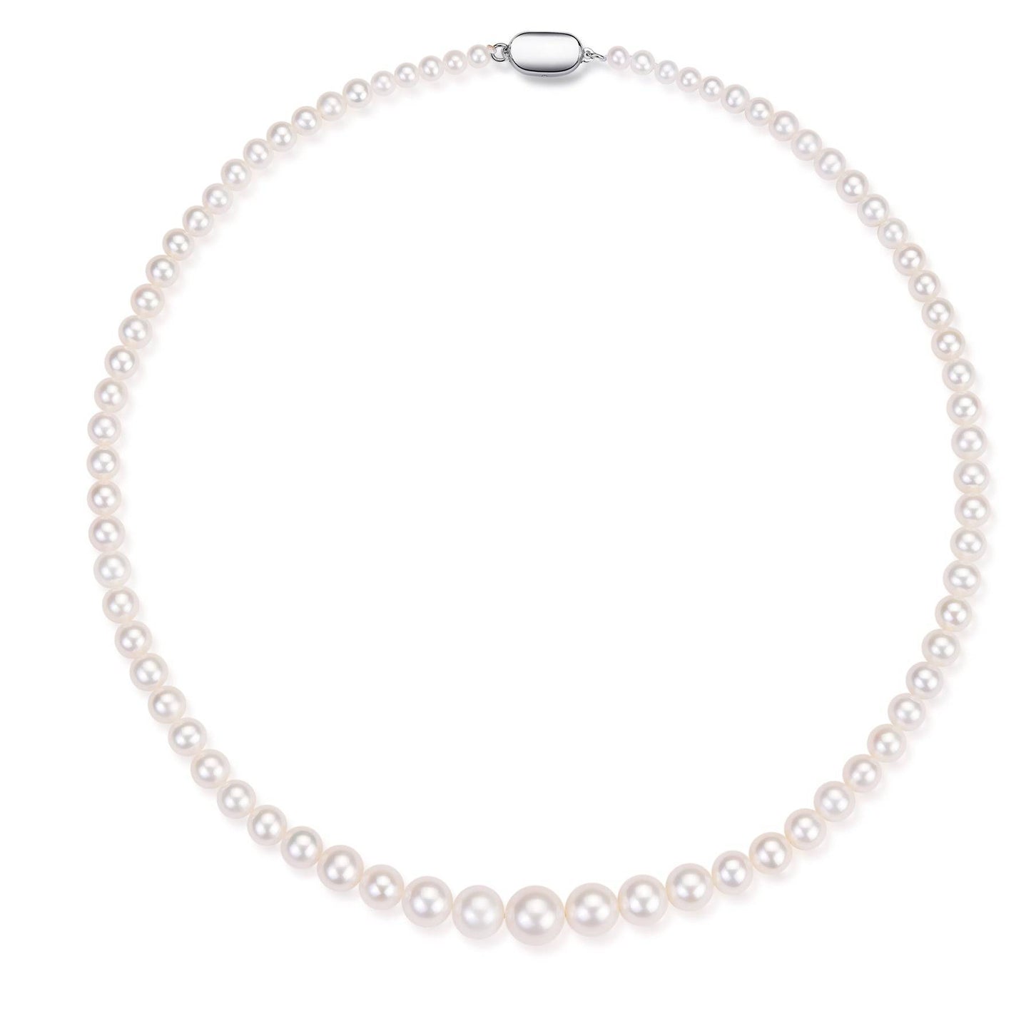 White Freshwater Pearls Gradual Size Strand Necklace