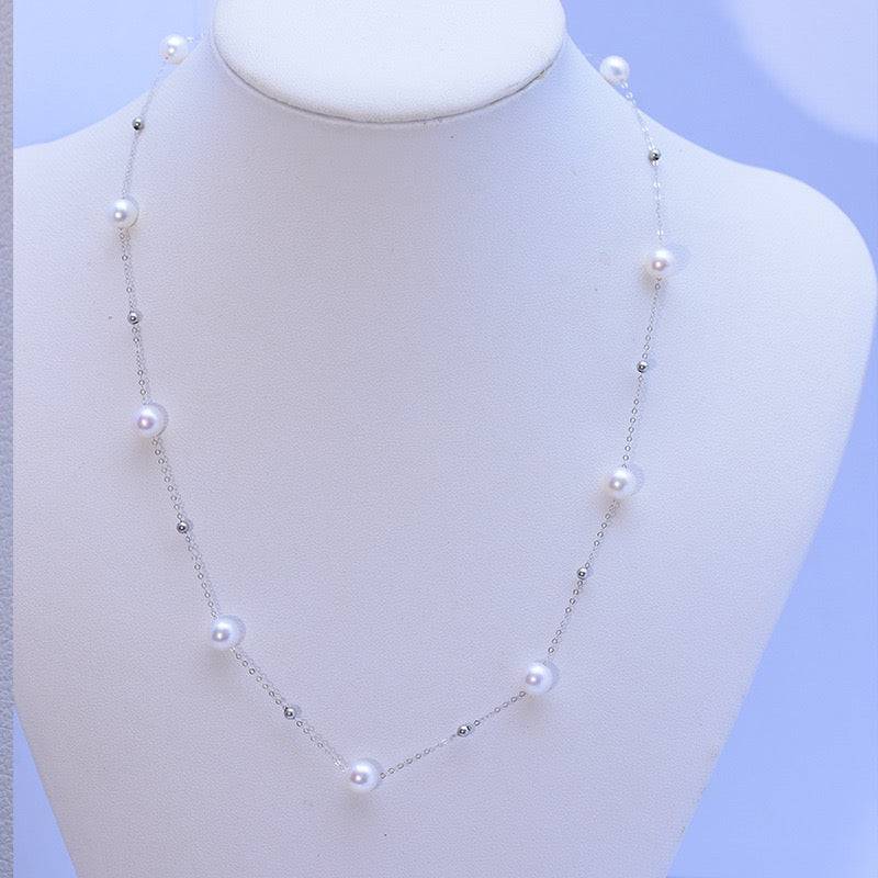 Pearl Necklace and Bracelet Set in Gold Vermeil or Silver