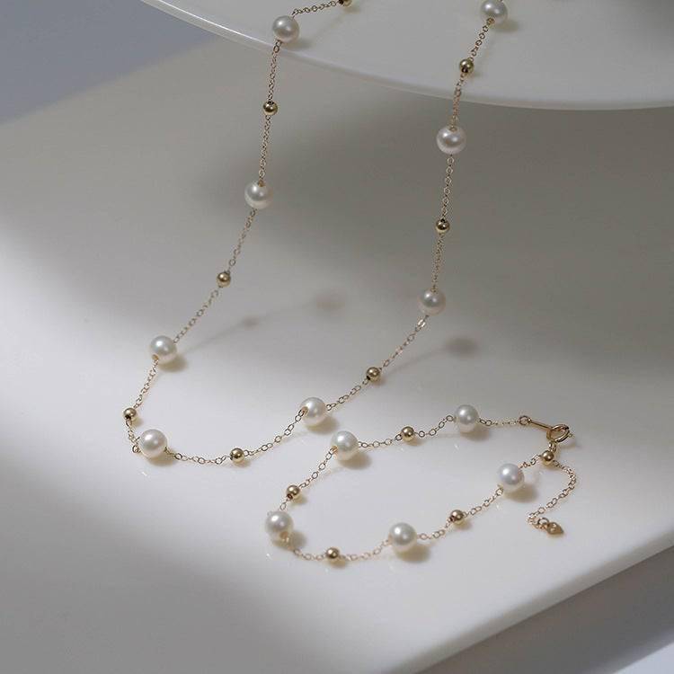 Pearl Necklace and Bracelet Set in Gold Vermeil or Silver