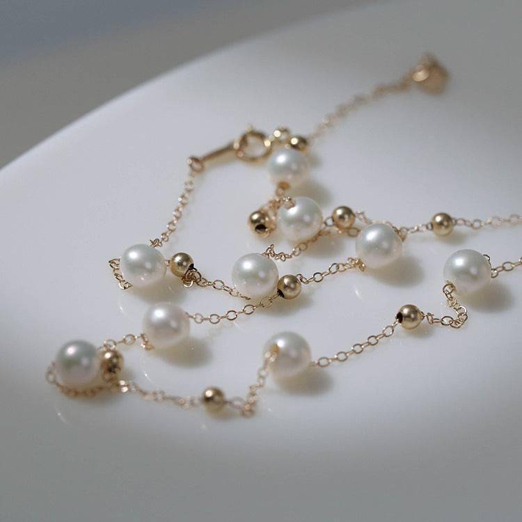 Pearl Necklace and Bracelet Set in Gold Vermeil or Silver