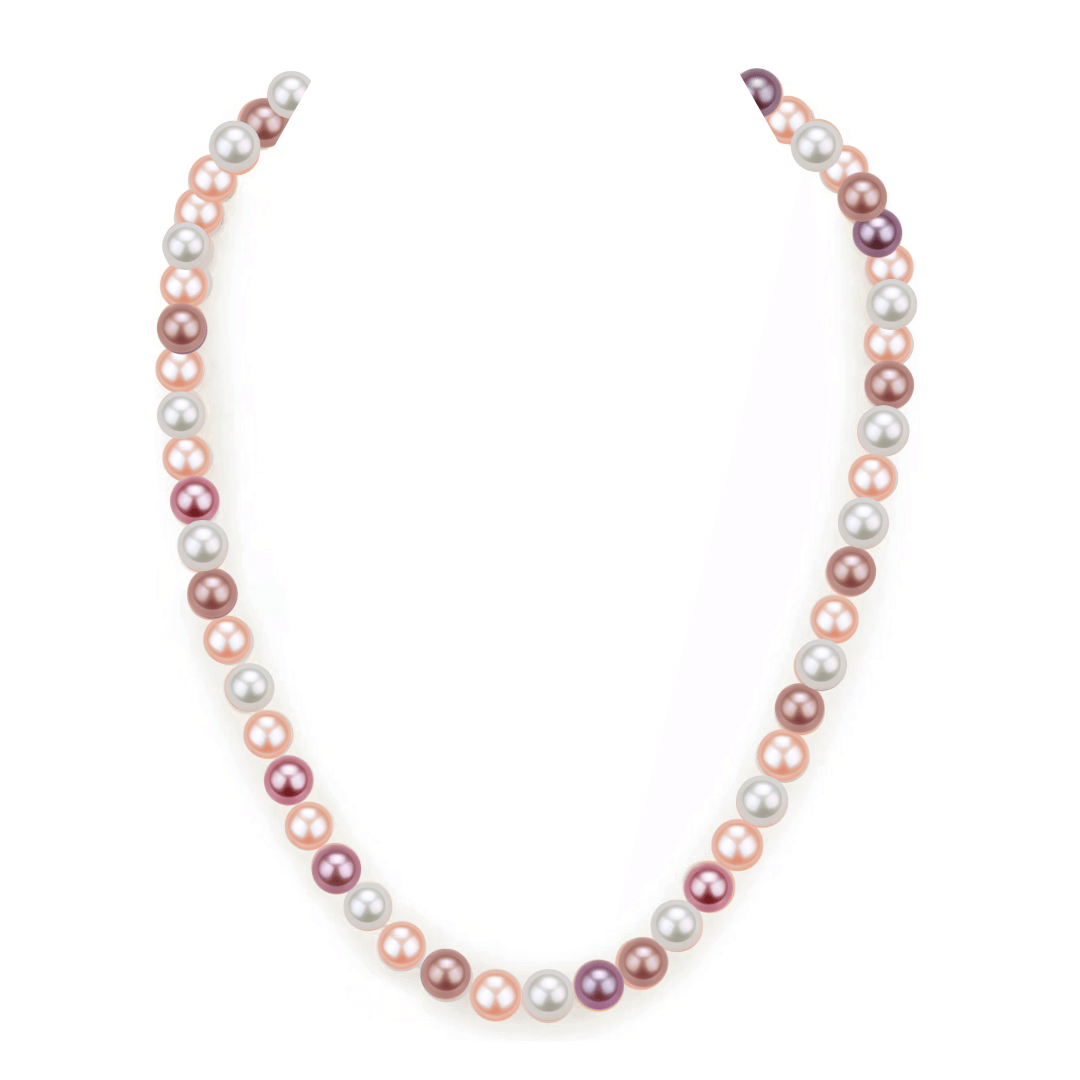 Colorful Freshwater Pearl Necklace 7.5 to 8mm