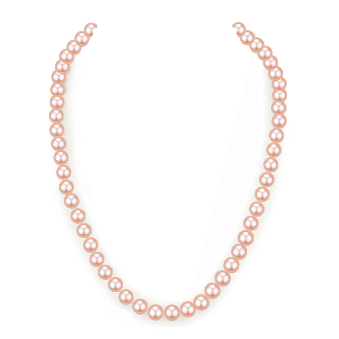 Pink Freshwater Pearl Necklace in 7.5 to 8mm Size