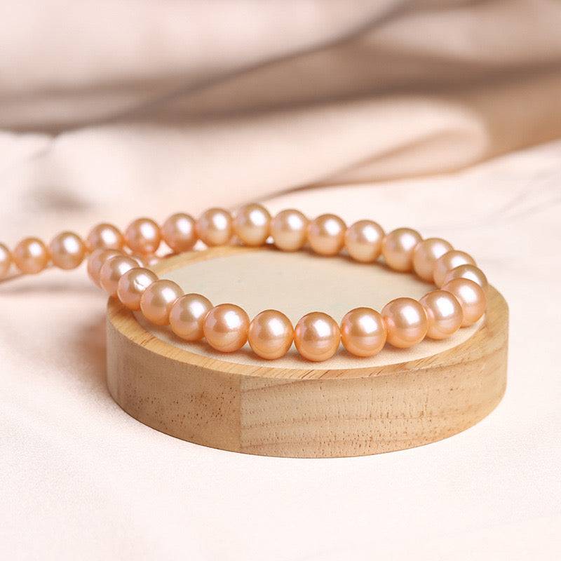 Pink Freshwater Pearl Necklace in 7.5 to 8mm Size