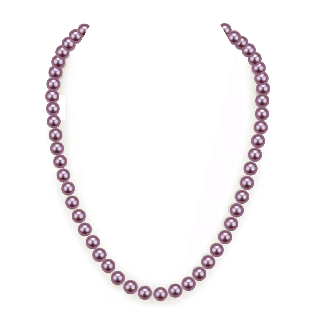 Purple Freshwater Pearl Necklace in 7.5 to 8mm Size