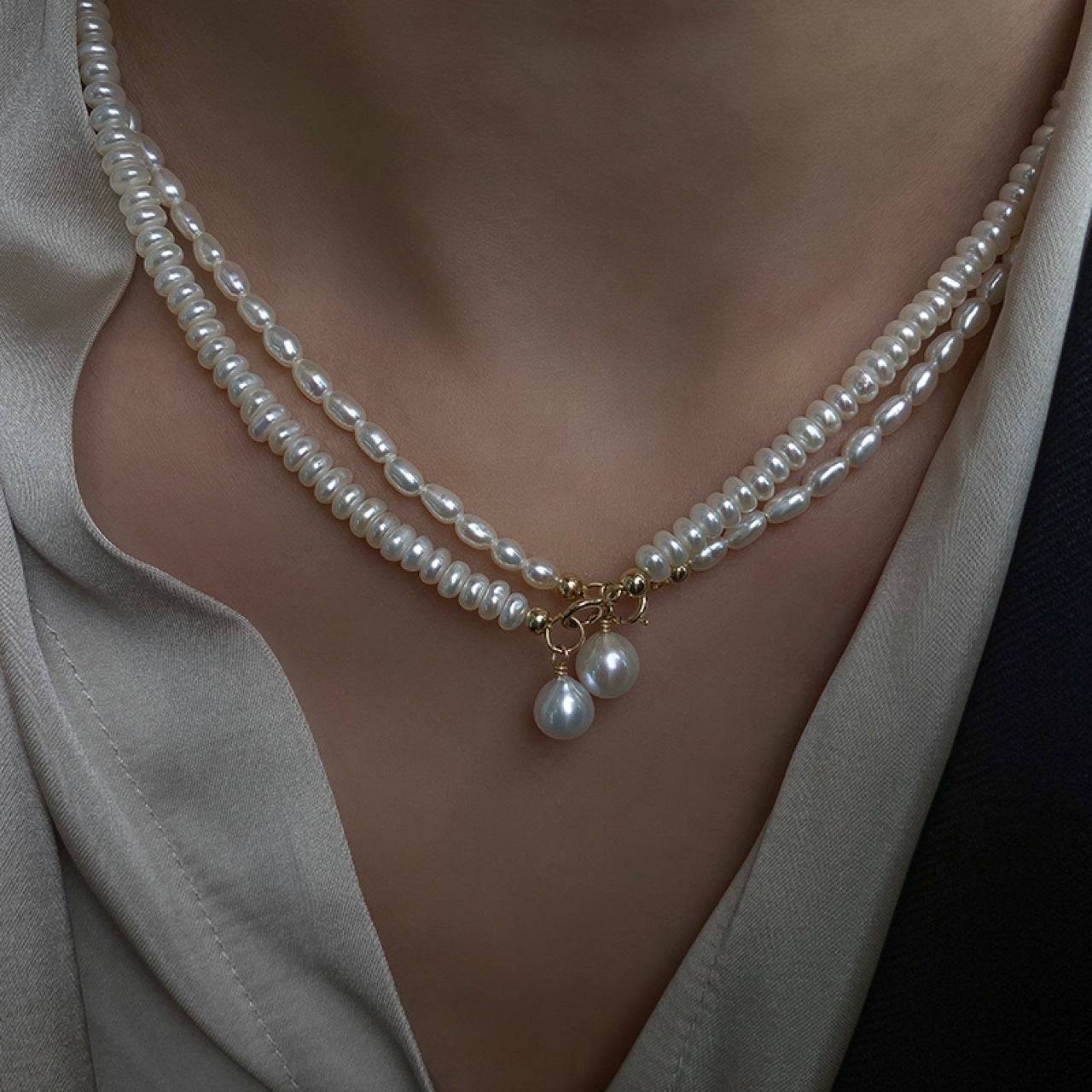 Elegant Rice Pearls Necklace for Stylish Wear