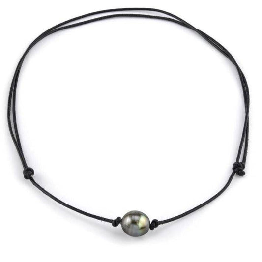 Baroque Pearl Knotted Leather Necklace