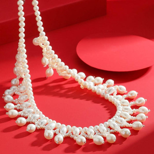 Triple-Layer Handcrafted Pearl Necklace