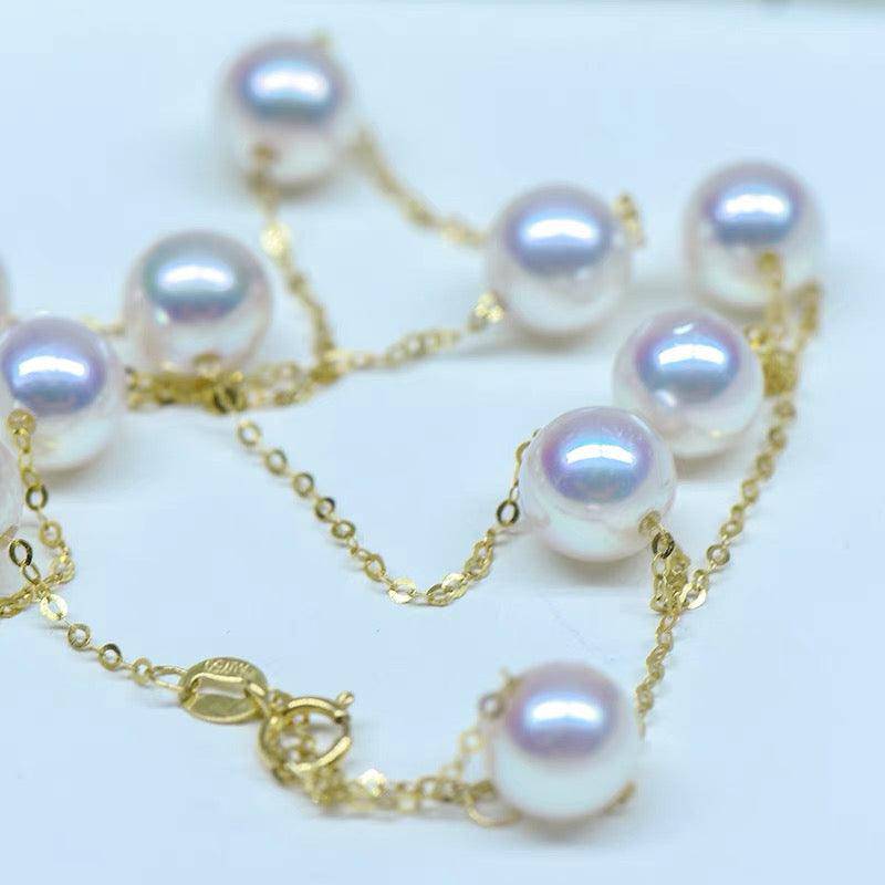 Chinese Akoya Cultured Pearl Tincup Necklace in White