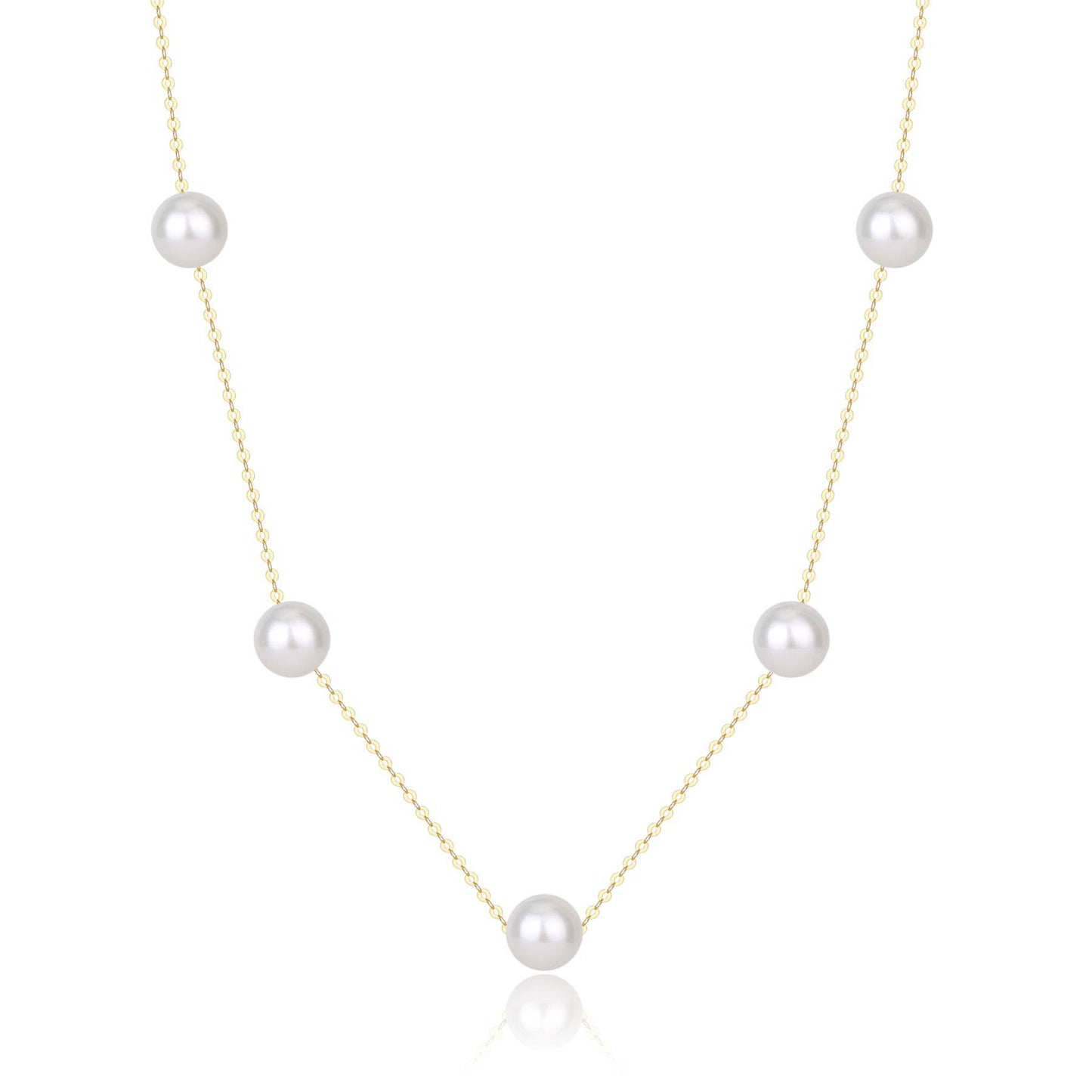 Akoya Pearl Tincup Necklace in Gold