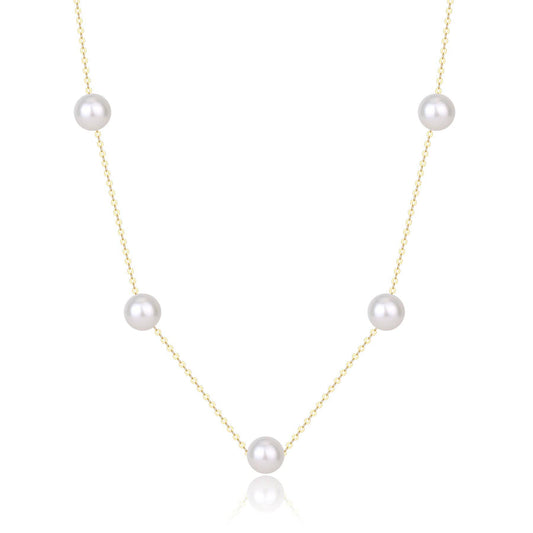 Akoya Pearl Tincup Necklace in Gold