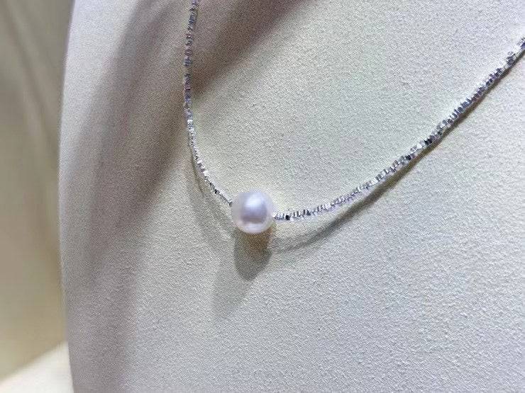 Freshwater Pearl and Silver Shards Pendant Necklace