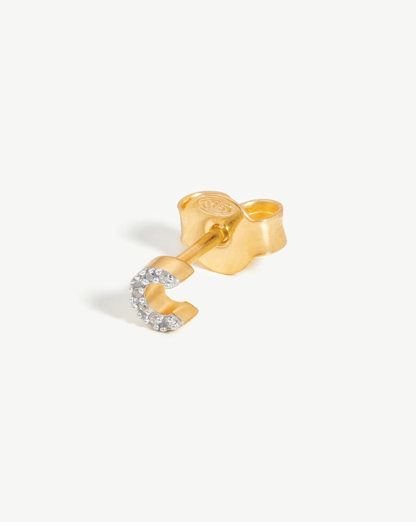 Initial Single Stud Earring in 18k Gold Vermeil 4