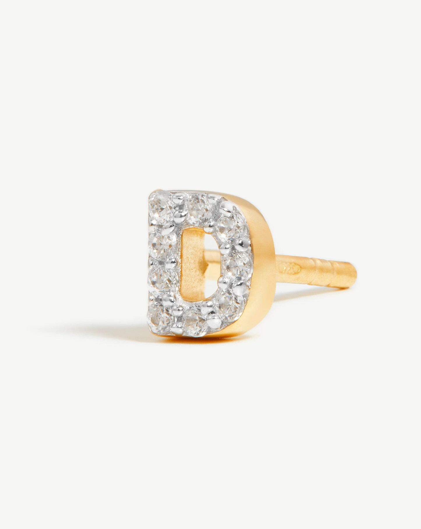 Initial D Pave Stud Earring in 18k Gold Vermeil