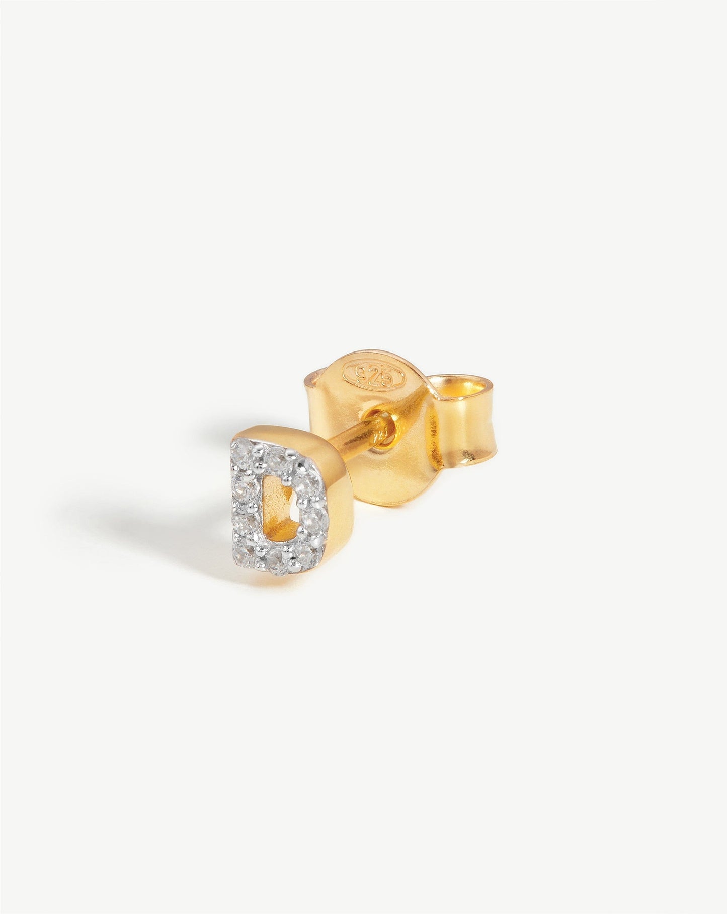 Initial D Pave Stud Earring in 18k Gold Vermeil