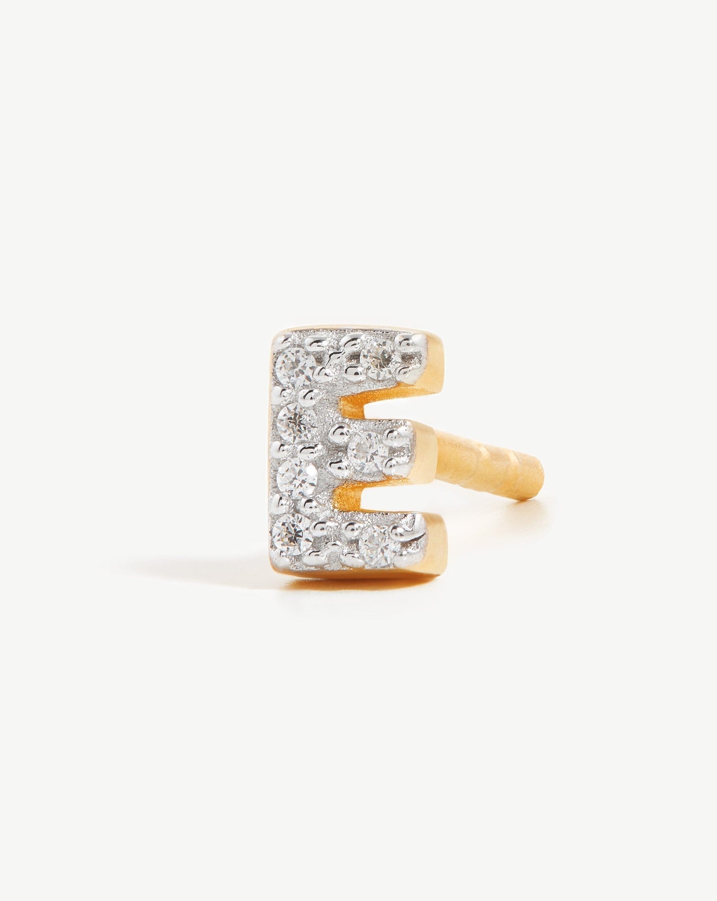 Pave Initial Stud Earring in 18k Gold Vermeil