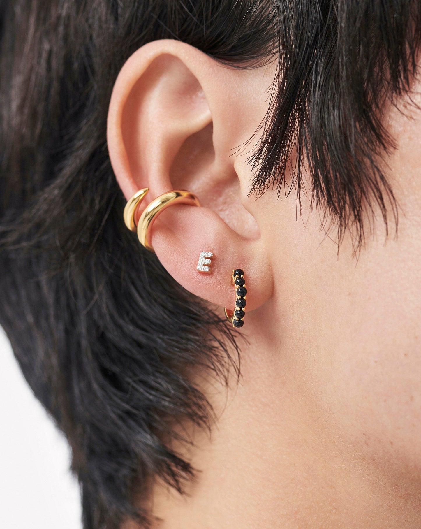 Pave Initial Stud Earring in 18k Gold Vermeil