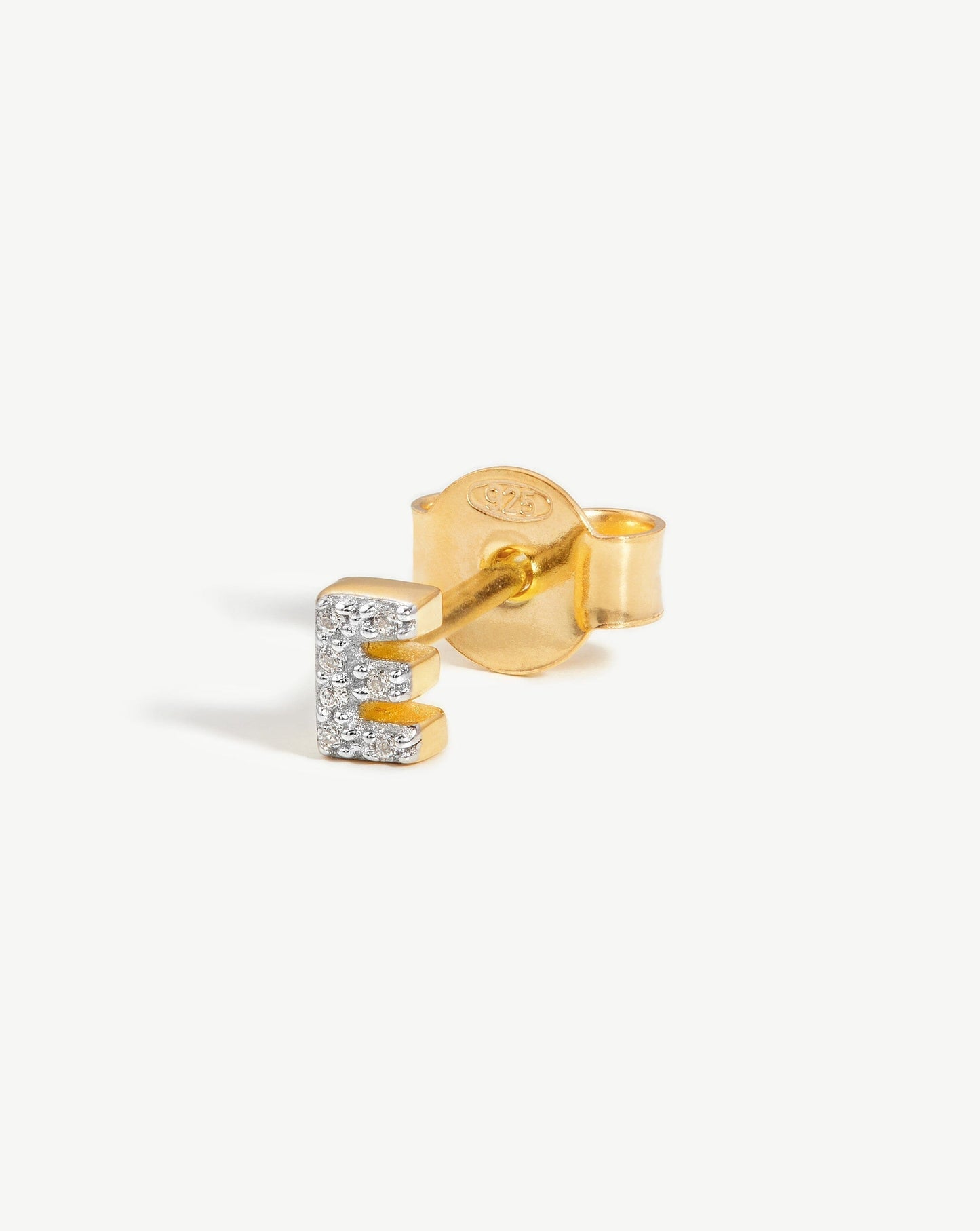 Pave Initial Stud Earring in 18k Gold Vermeil