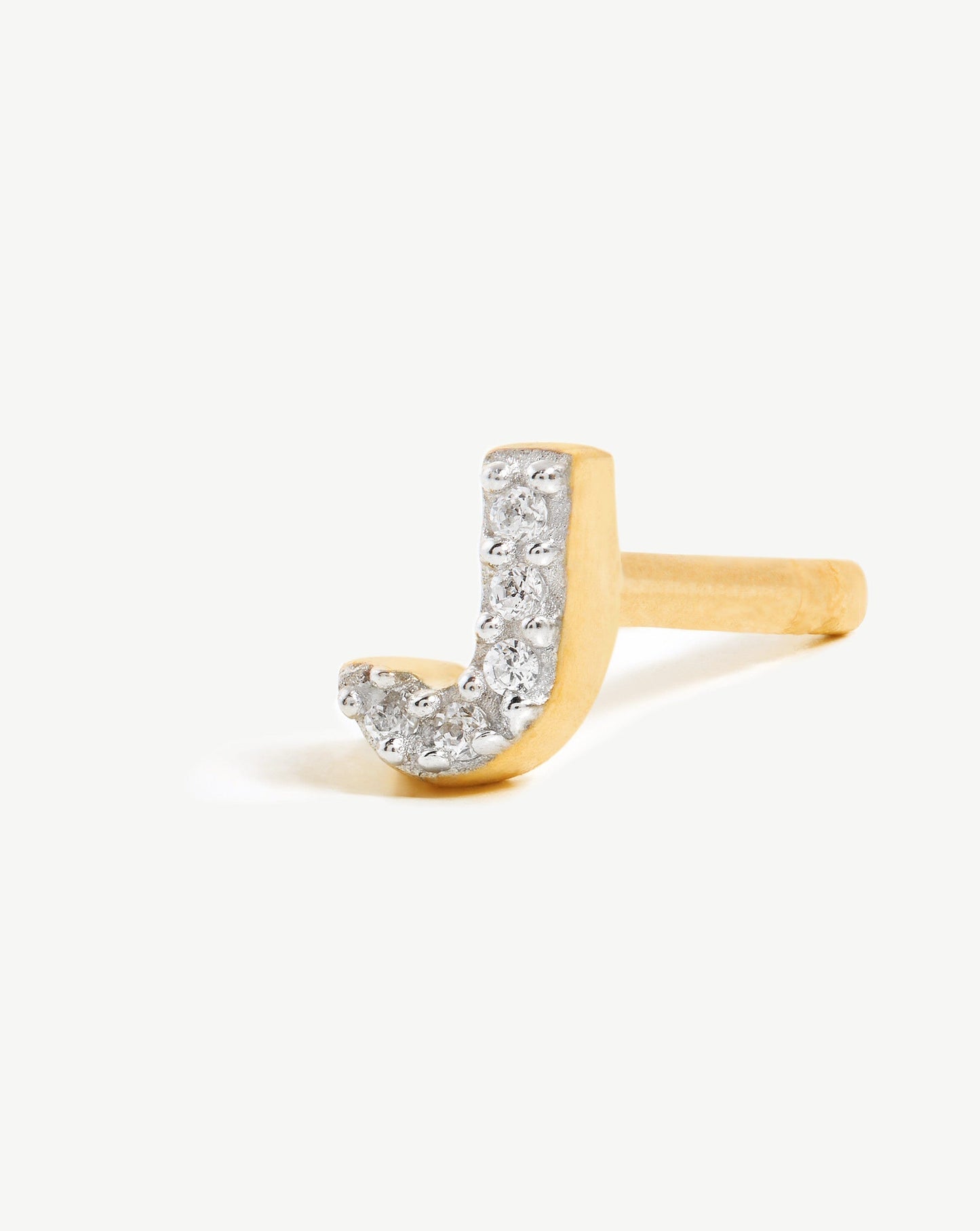 Initial J Pave Stud Earring in Gold Vermeil