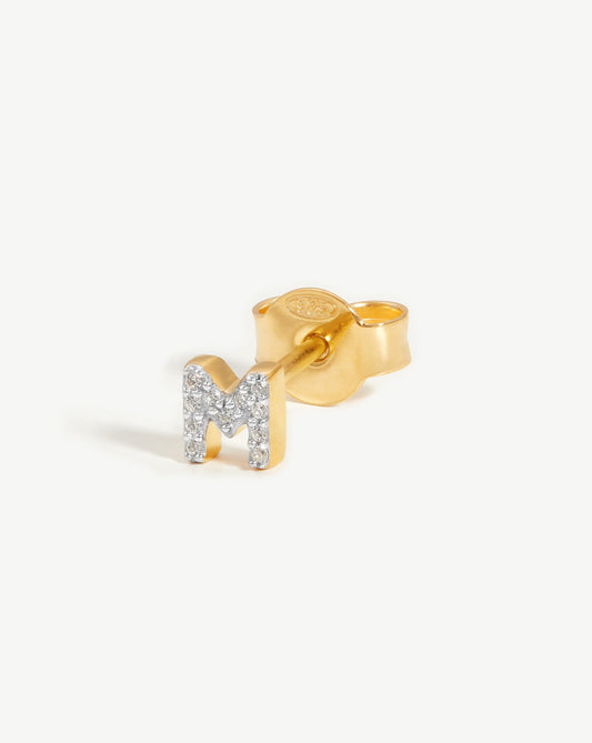 Initial Single Stud Earring in 18k Gold Vermeil 3