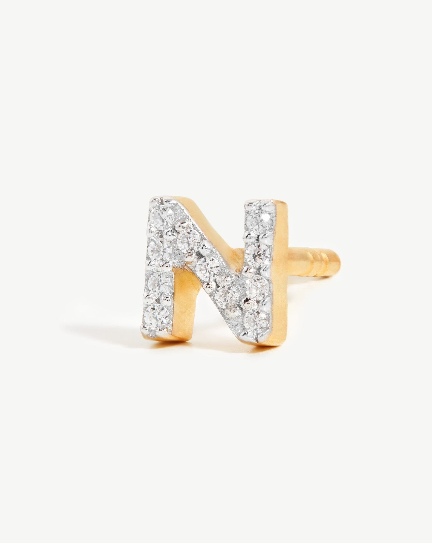 Gold Vermeil Initial Stud Earring with Cubic Zirconia 1