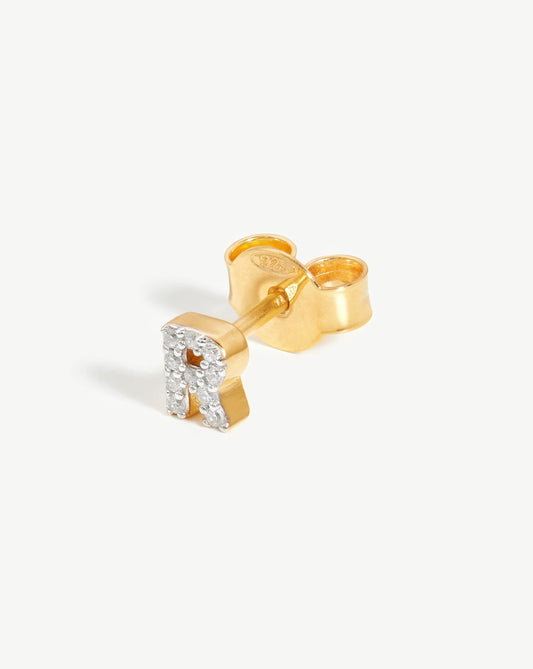 Initial Single Stud Earring in 18k Gold Vermeil 5