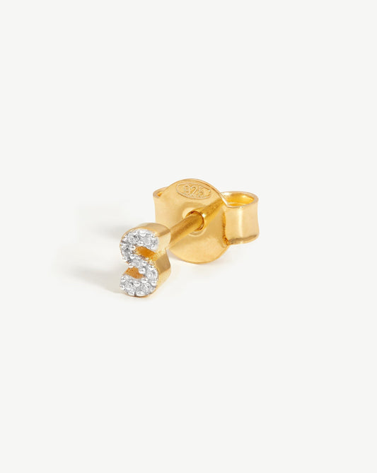 Initial Single Stud Earring in 18k Gold Vermeil 2