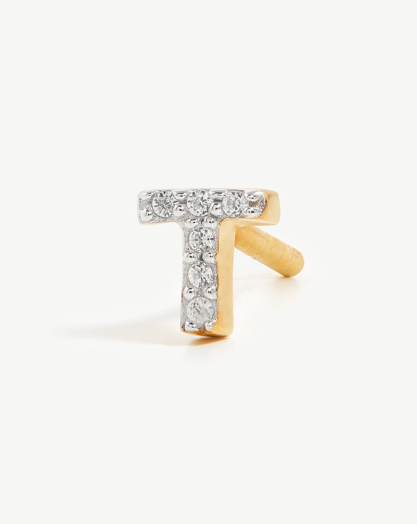 Gold Vermeil Initial Single Stud Earring with Zirconia