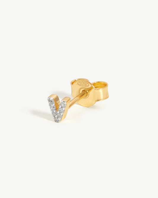 Single Initial Stud Earring in 18k Gold Vermeil