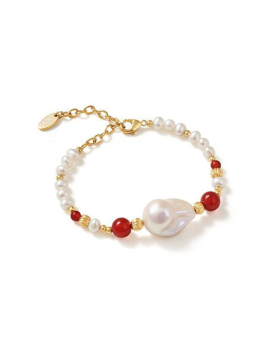 Baroque Pearl Bracelet with Pomegranate Design